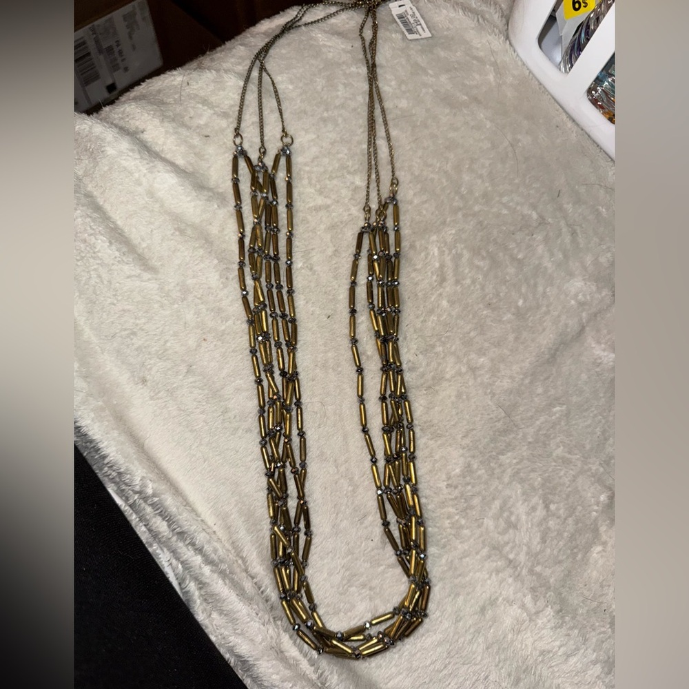 Chico’s Long Gold Multi-Layered Necklace